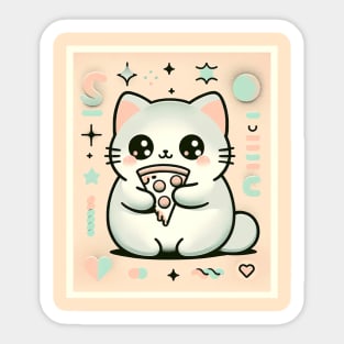 Cat with Pizza Sticker